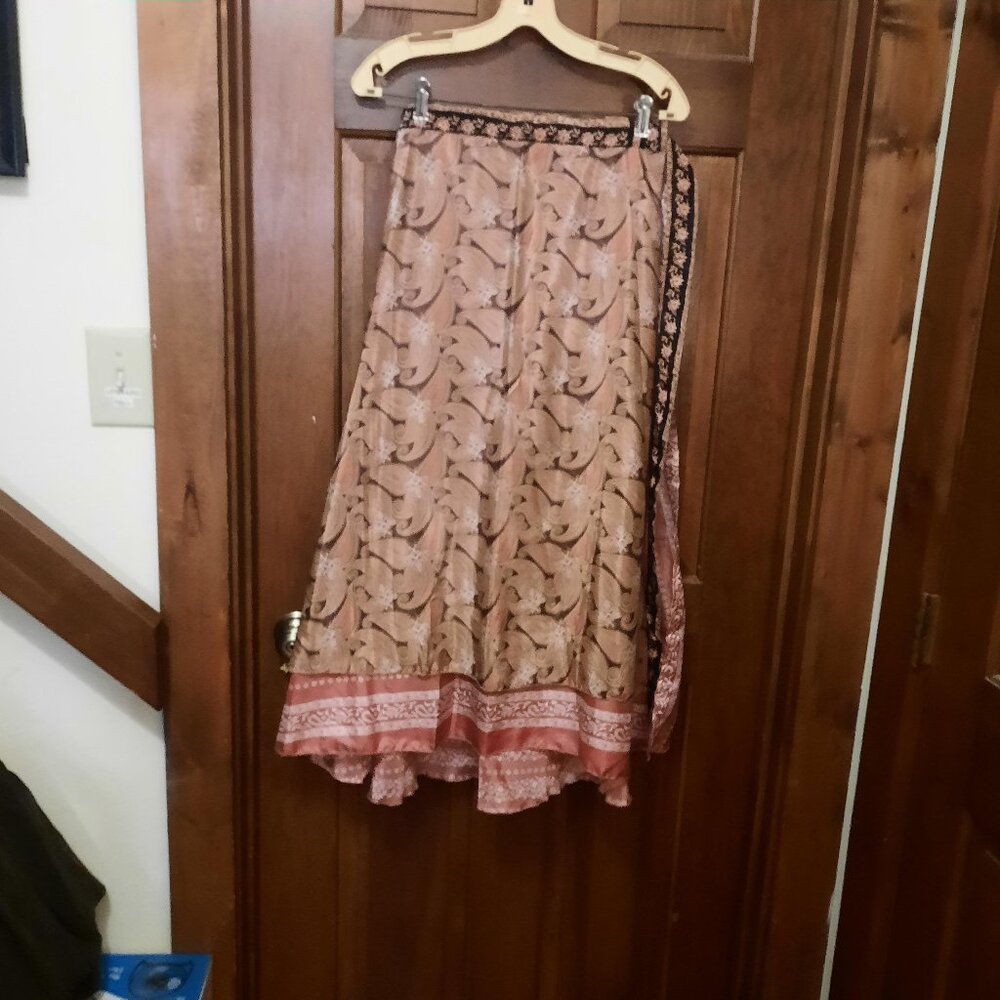 Upcycled Sari Silk Wrap Skirt